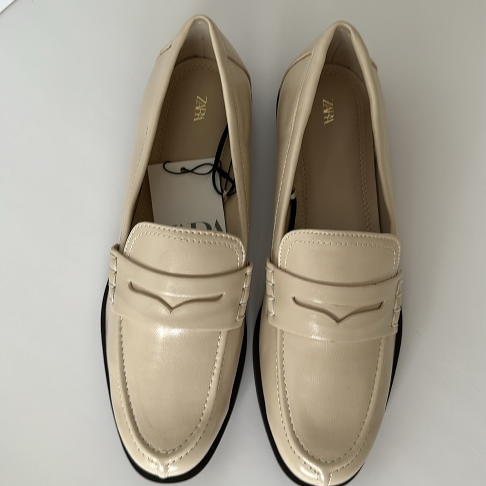 Zara Cream Women’s Loafers Size 8 - Picture 6 of 17